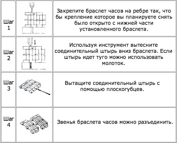 Как убрать звенья с часов