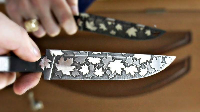 Кислотное травление ножа в домашних условиях, инструкция нанесения рисунка на металл