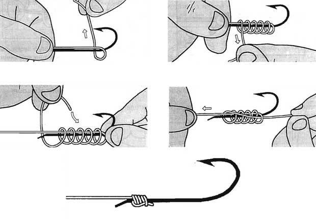 Как завязывать леску на крючок как привязать крючок к леске