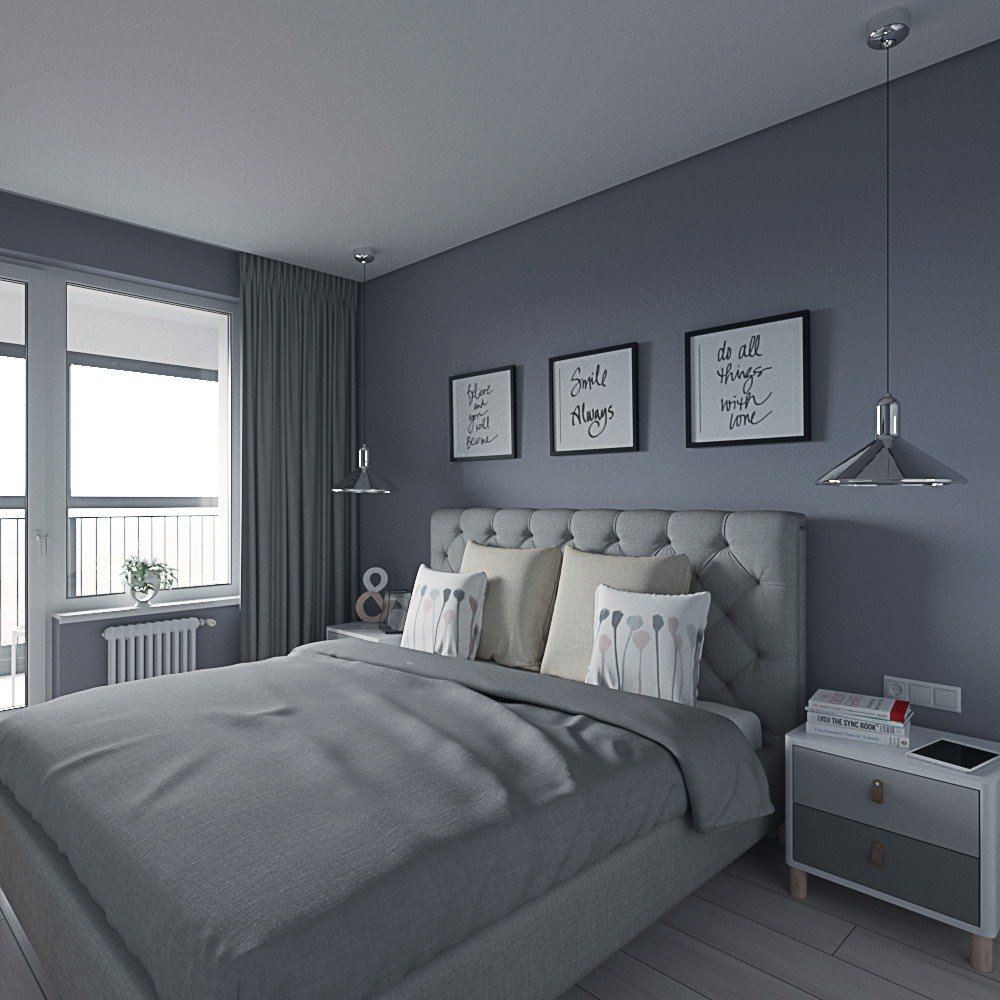 Серая спальня — 120 фото свежего дизайна