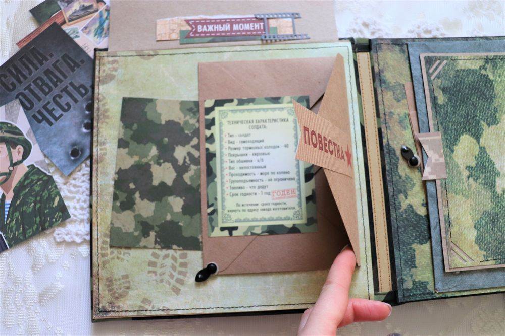 Скрапбукинг аппликация моделирование конструирование дембельский альбом "военная разведка" бумага картон ткань
