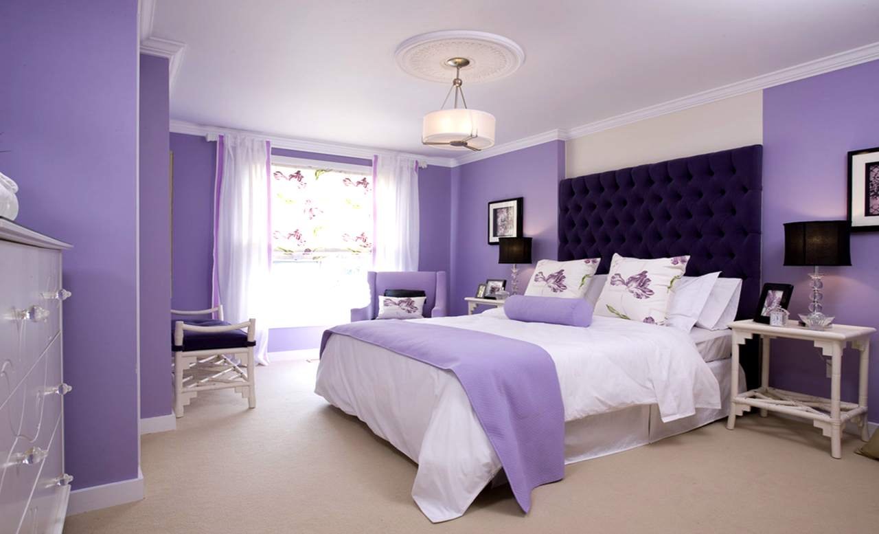 Фиолетовый цвет в интерьере спальни – основные правила отделки | интерьерные штучки