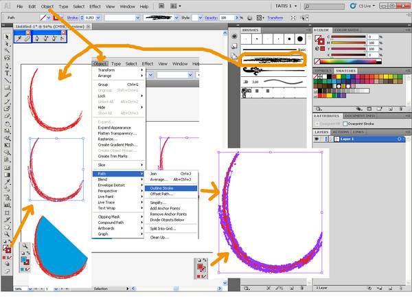 Illustrator изображение в кривые