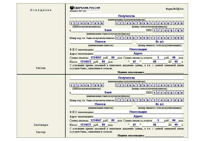 Квитанция об оплате госпошлины образец