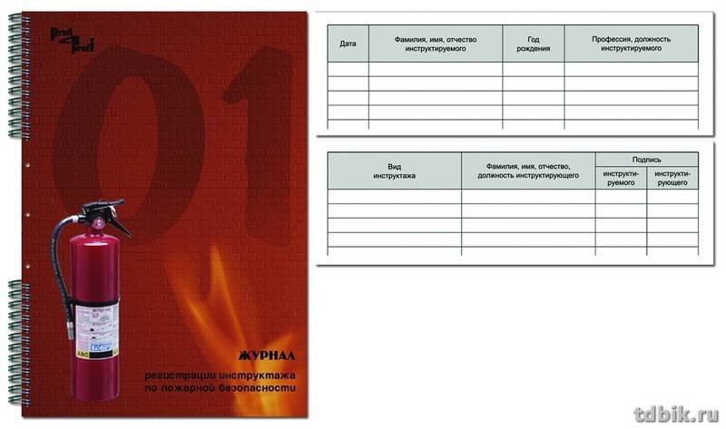 Журнал вводного инструктажа по пожарной безопасности 2021: образец