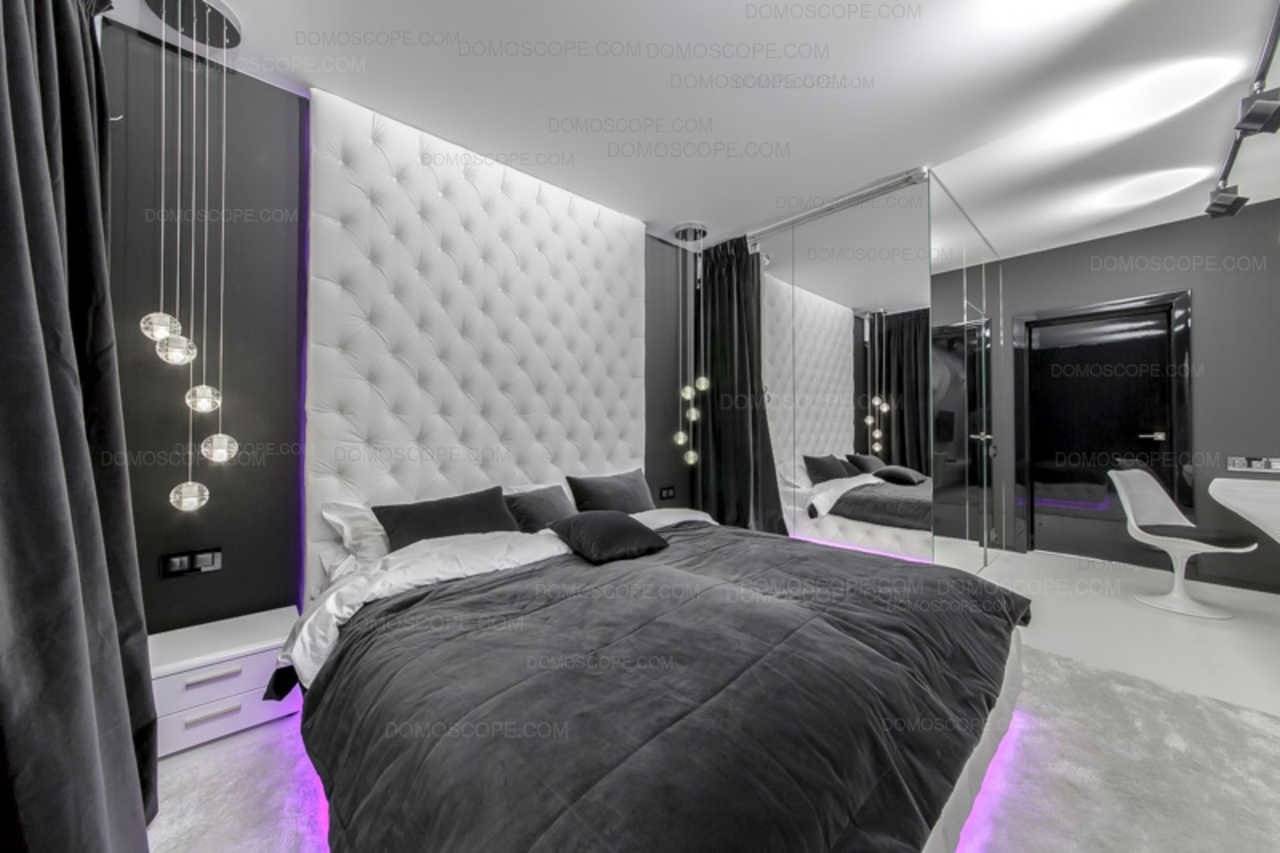 Черно-белая спальня: дизайн, обои в спальне, интерьер в черно-белых тонах с яркими акцентами