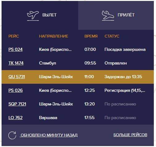 Карта прилета самолетов онлайн