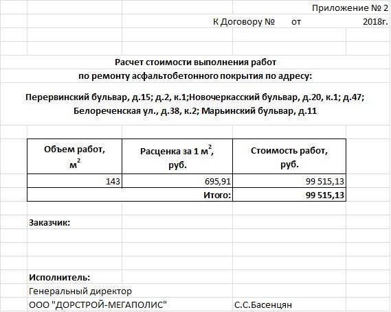 Договор с приложениями образец