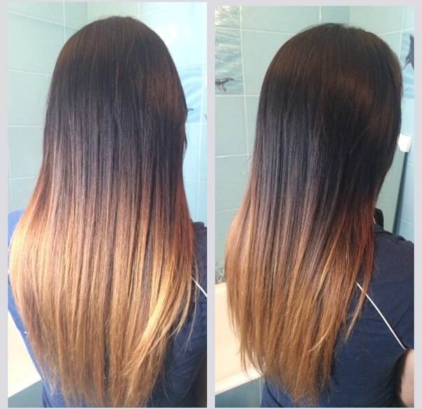 Окрашивание волос на каштановые волосы до и после