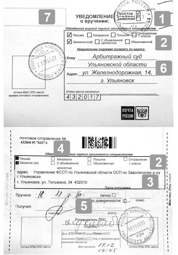 Уведомления о вручении почта россии (форма ф 119)  – скачать образец и бланк