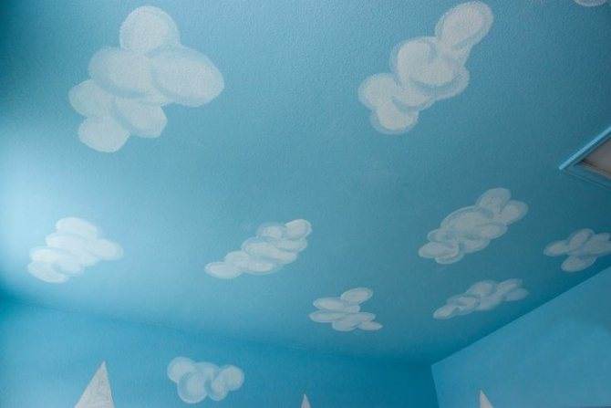 Потолок из гипсокартона небо с облаками фото