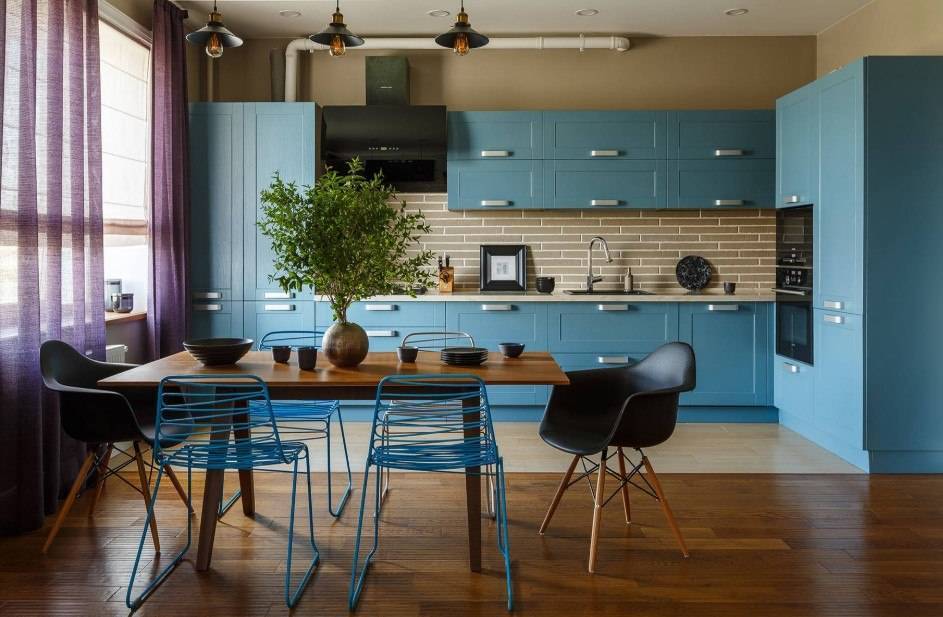 Синие кухни: фото [100 потрясающих идей дизайна #2019]