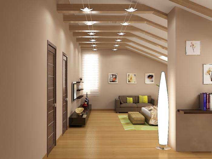 Освещение мансарды: как сделать с наклонными стенами и потолком, выбор светильников