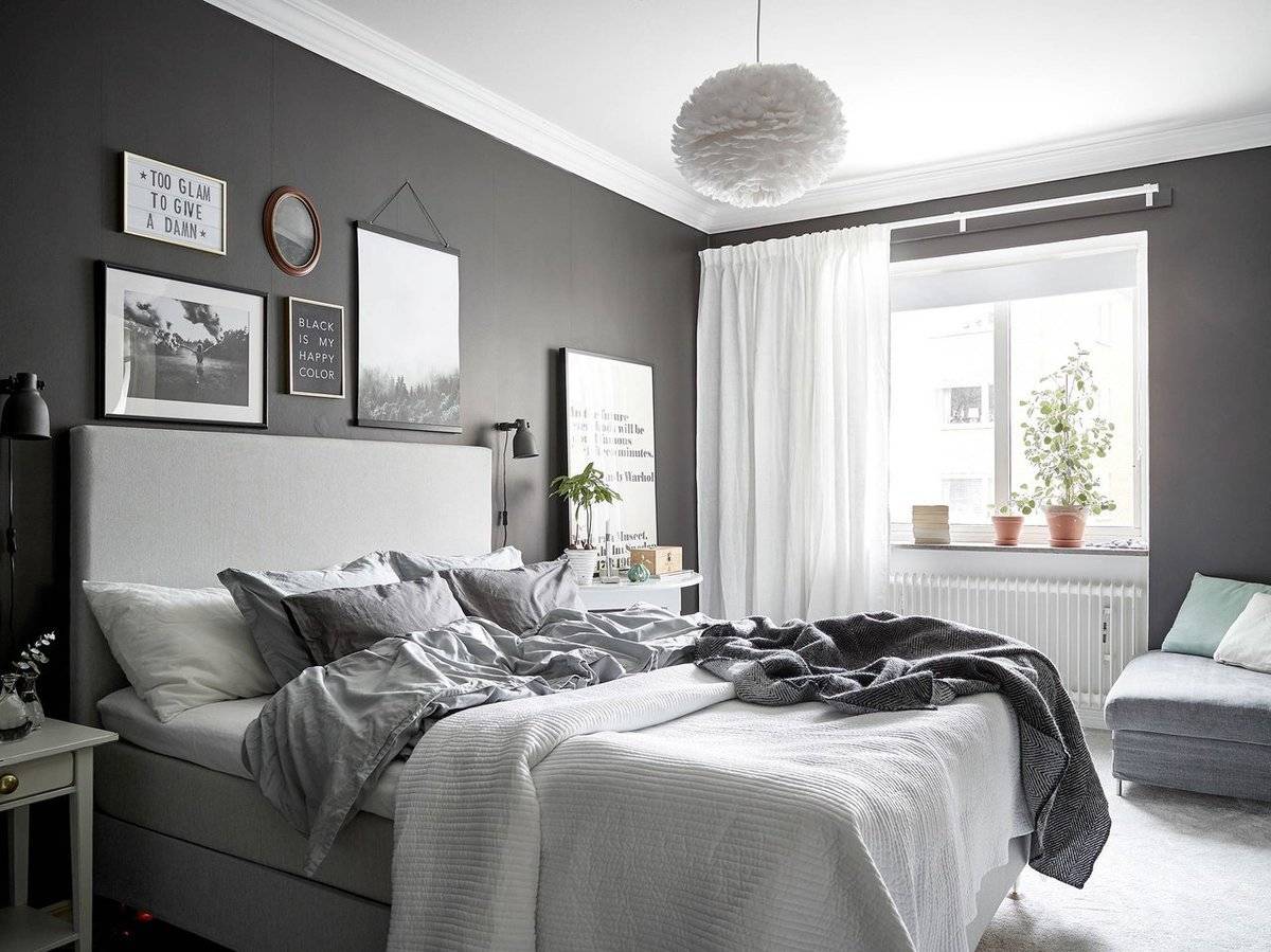 Дизайн интерьера спальни в серых тонах, удачные сочетания цветов и стилевые особенности