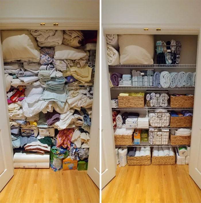Как складывать вещи в шкафу: как навести порядок в шкафу, компактно разложить одежду. фото