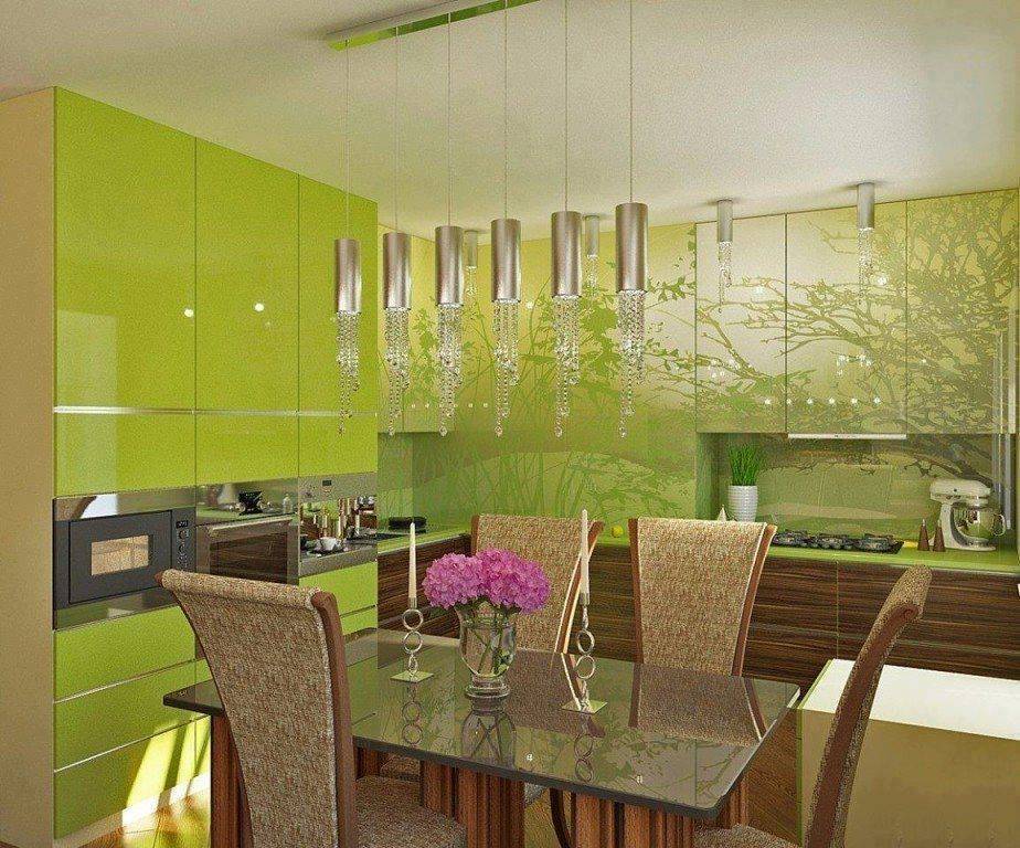 Зеленый кухонный гарнитур: дизайн и сочетание с цветом интерьера на кухне
