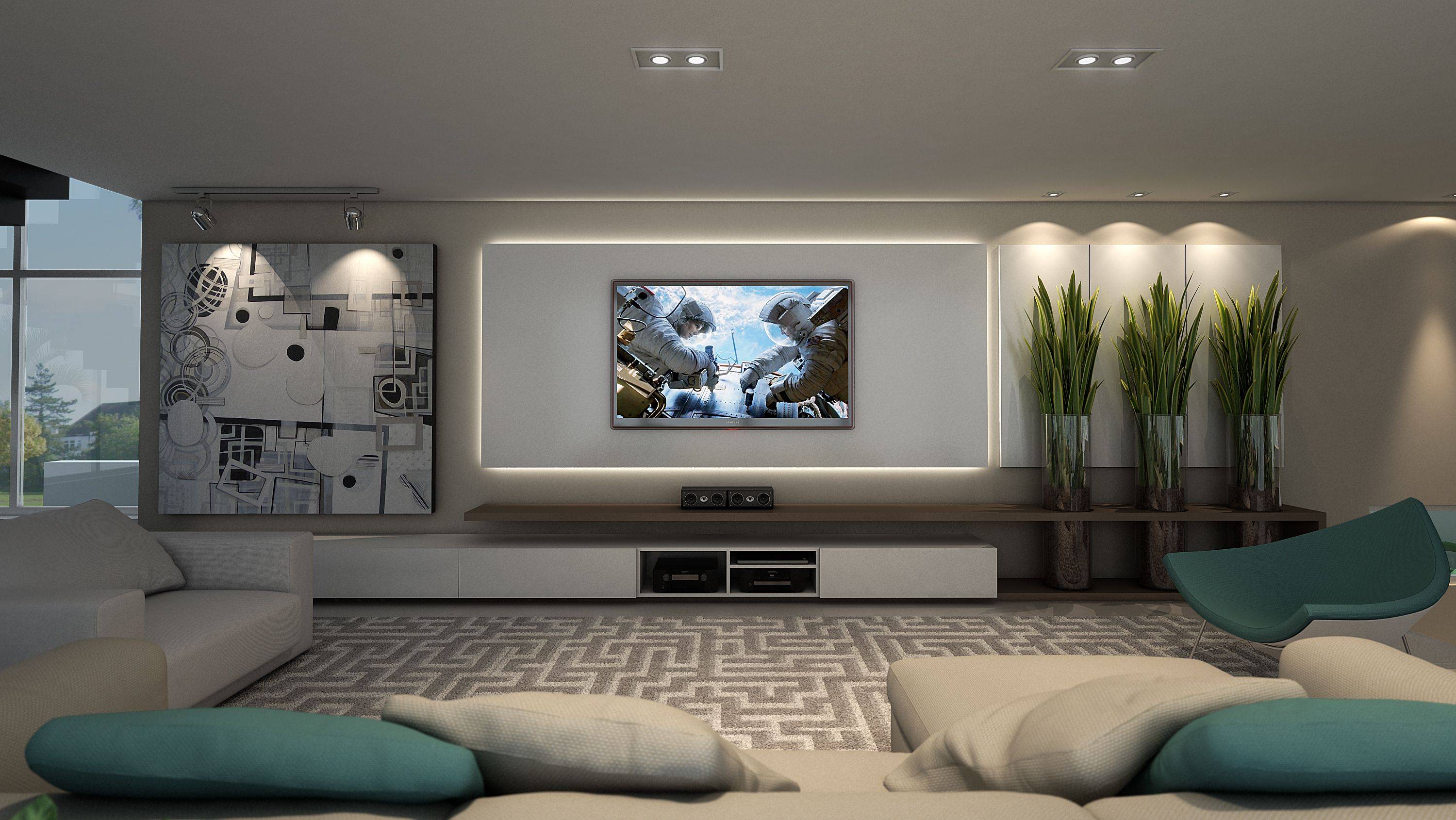 Дизайн стены с телевизором - 17 красивых идей, 60 фото в реальных интерьерах