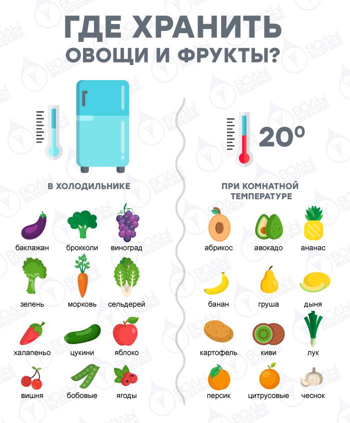 Какая должна быть температура на складе для овощей и фруктов?