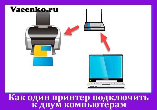 Как подключить два компа к принтеру Как подключить два компьютера к принтеру