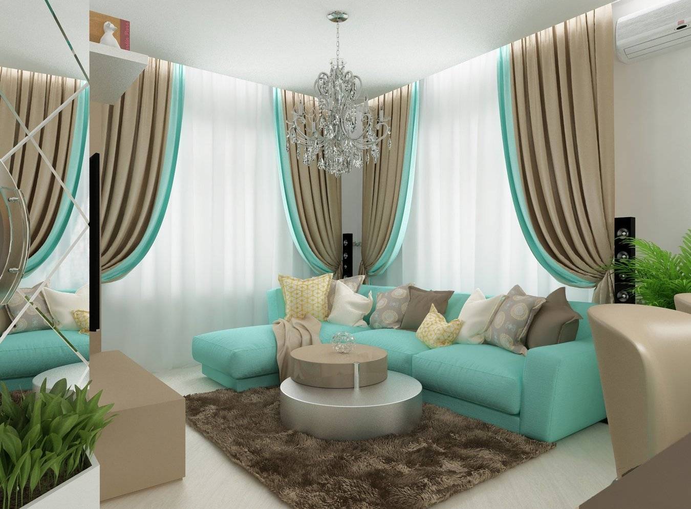 Бирюзовый цвет в интерьере — сочетание с другими цветами: фото идеи для гостиной, спальни, кухни, детской