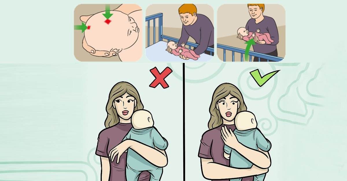 Как нельзя держать младенца. когда держать новорожденного столбиком. как держать малыша во время кормления и гигиенических процедур.