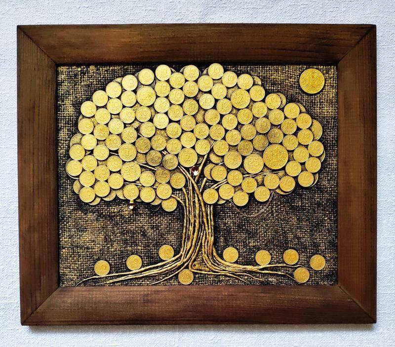 Поделка денежное дерево из монет и купюр легко
