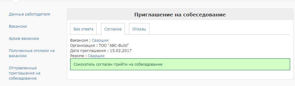 Приглашение соискателя на собеседование образец