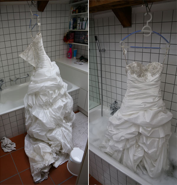 Что делают после свадьбы. Переделка свадебного платья. Накрахмаленное свадебное платье. Свадебное платье стирка. Перекрашеное свадебное платье.