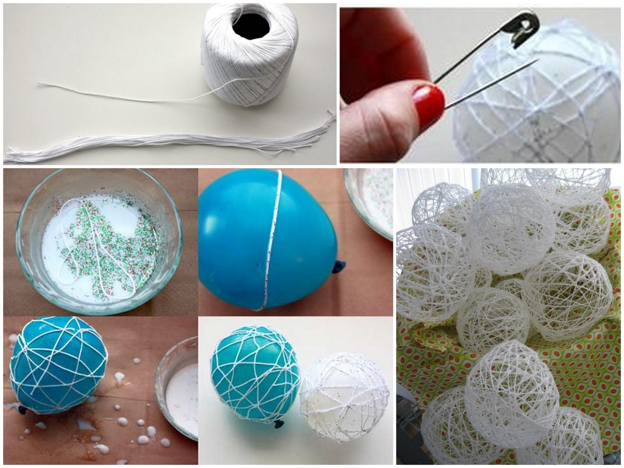 Как сделать елечный новогодний шар из ниток своими руками