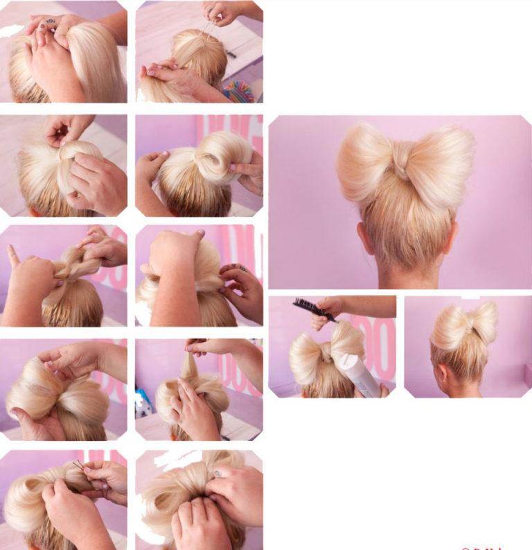 Как сделать бантик из волос на голове: 4 фото-инструкции