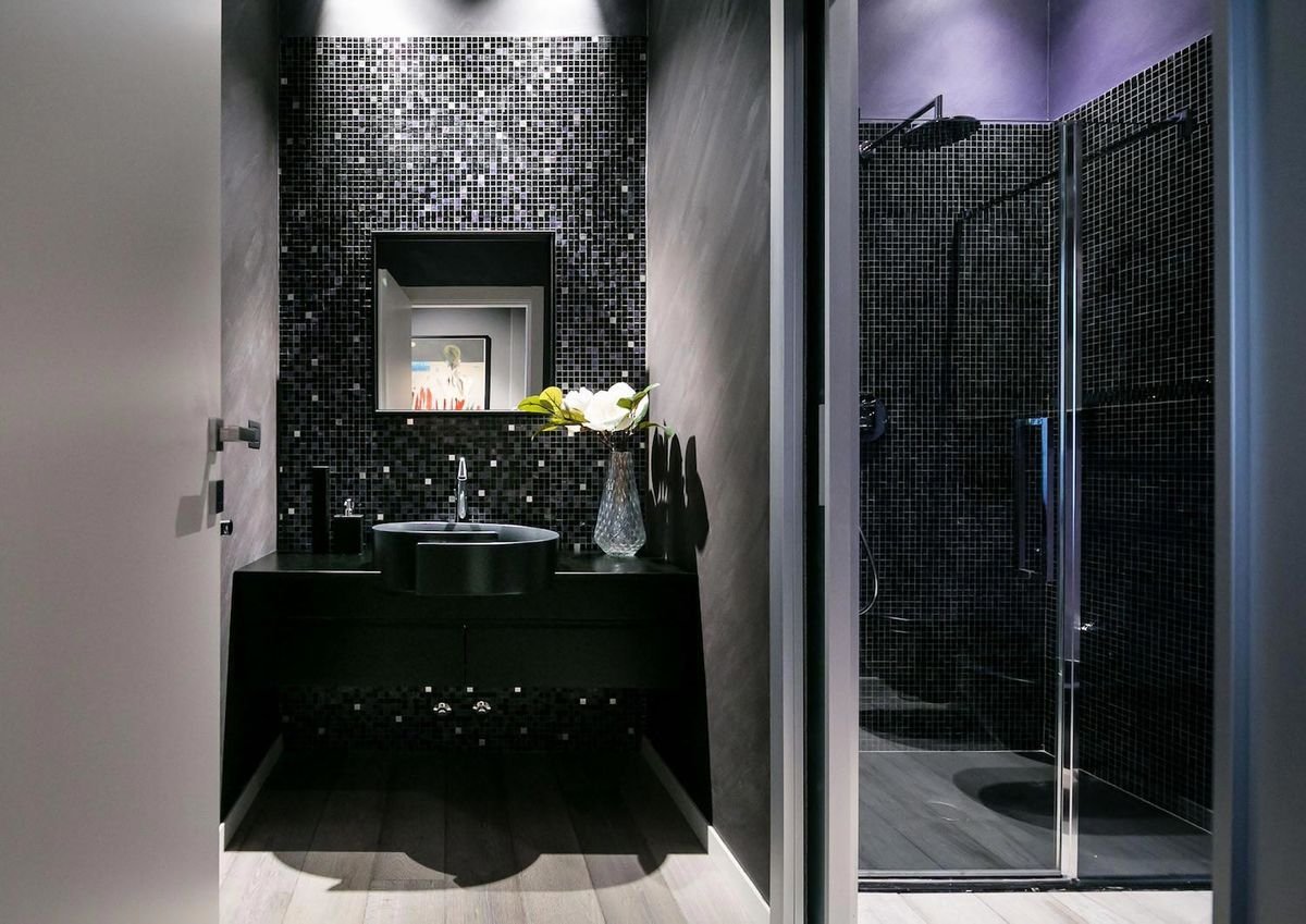 Дизайн черно-белой ванной комнаты: идеи + фото