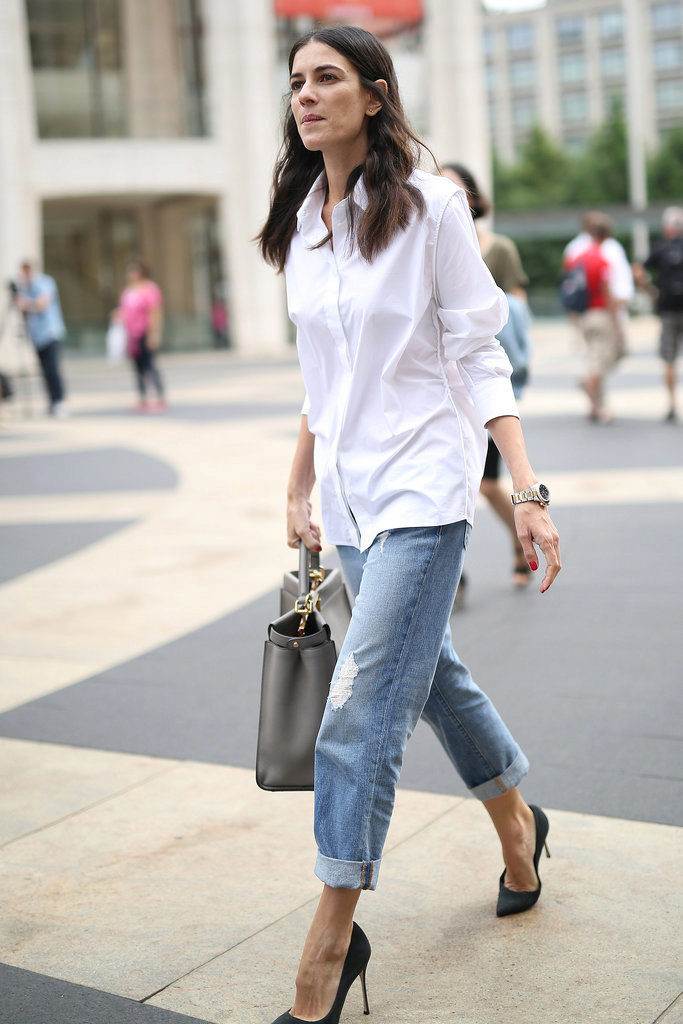 Модные  женские и мужские образы с белой рубашкой и джинсами