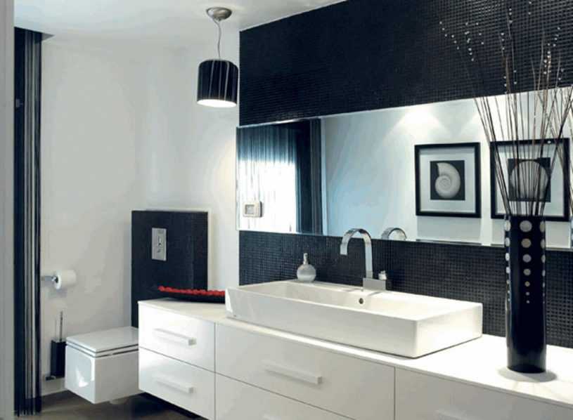 Темная ванная комната: дизайн с плиткой в темных тонах - 17 фото