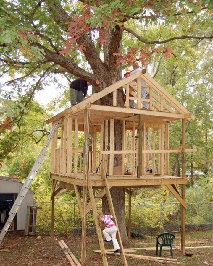 Домик на дереве для детей своими руками - фото примеров