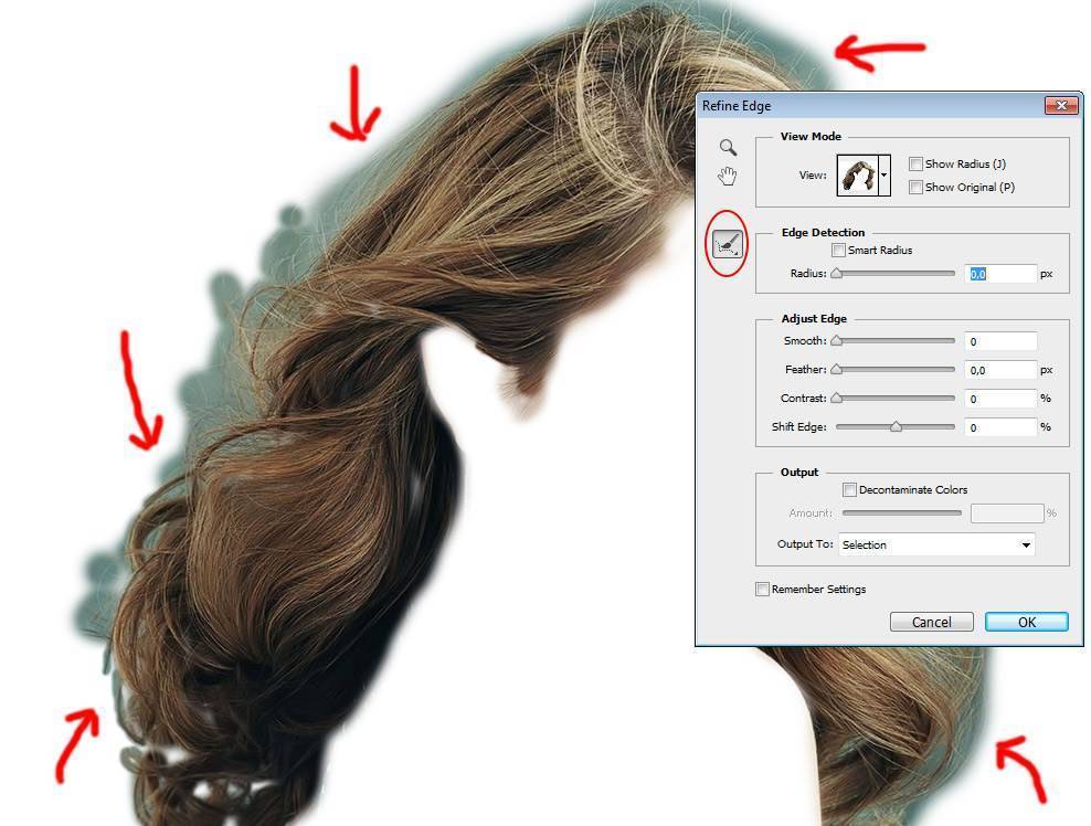Как добавить волосы в шаблоне