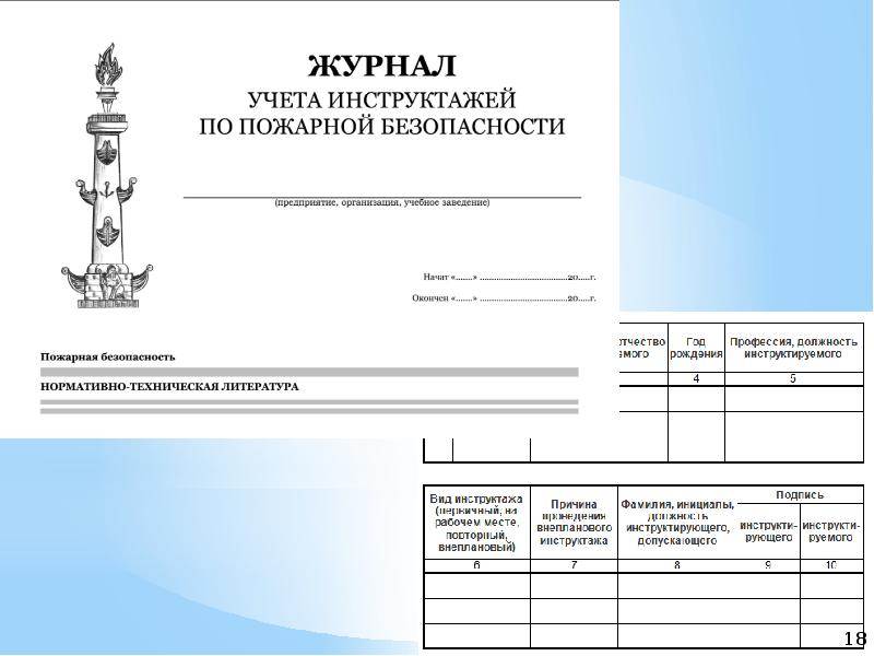 Журнал противопожарных инструктажей 2022 образец