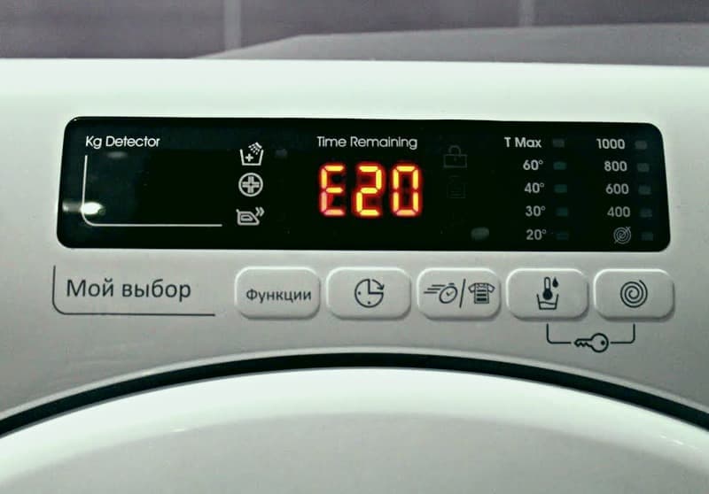 Что означает ошибка е 20 в стиральной машинке канди (candy)
