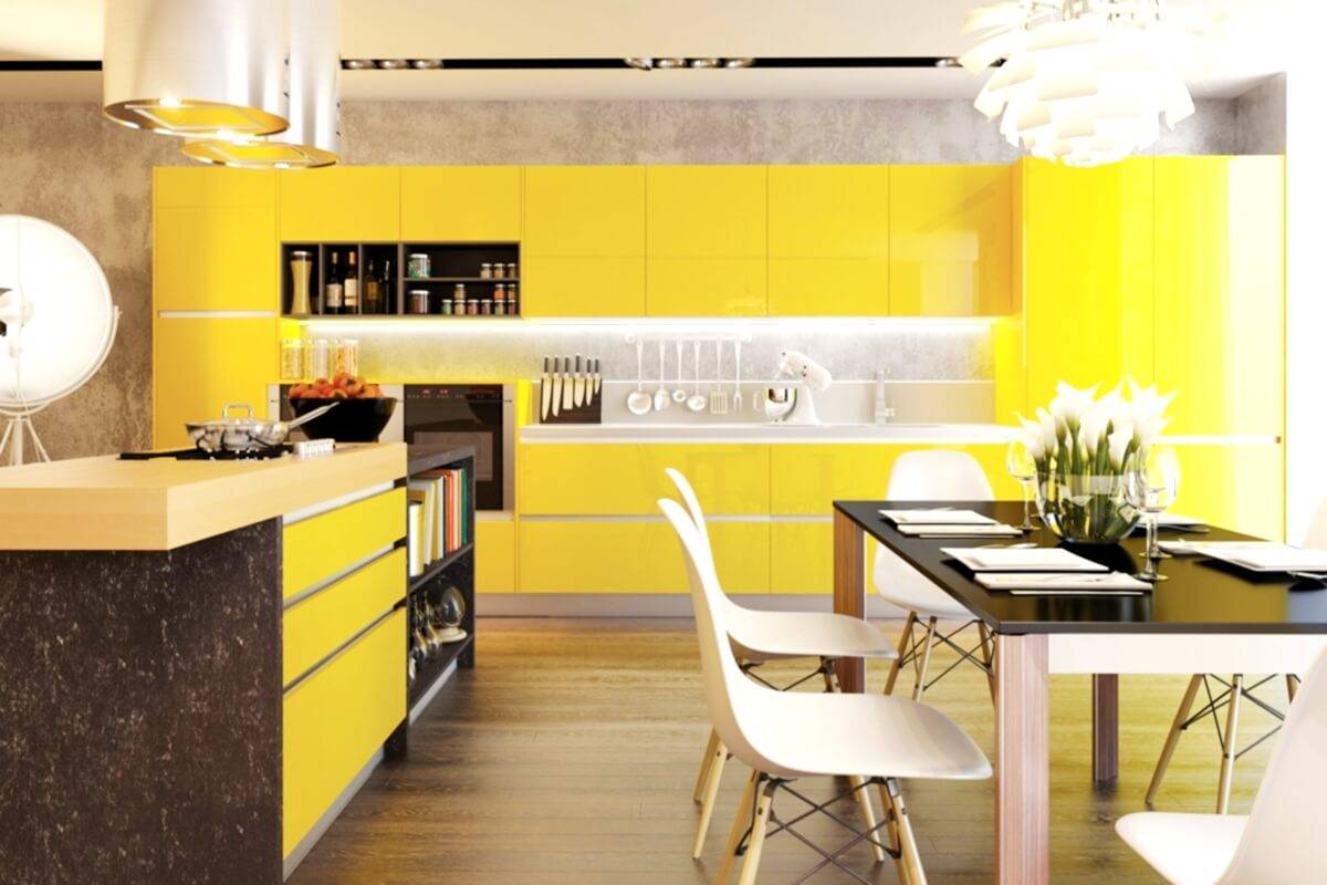 Кухня в желтом цвете: 135+ (фото) интерьеров ярких сочетаний