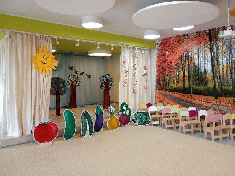 Оформление музыкального зала в детском саду: фото