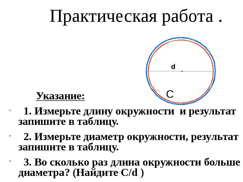 Таблица брадиса — длина окружности диаметра d
