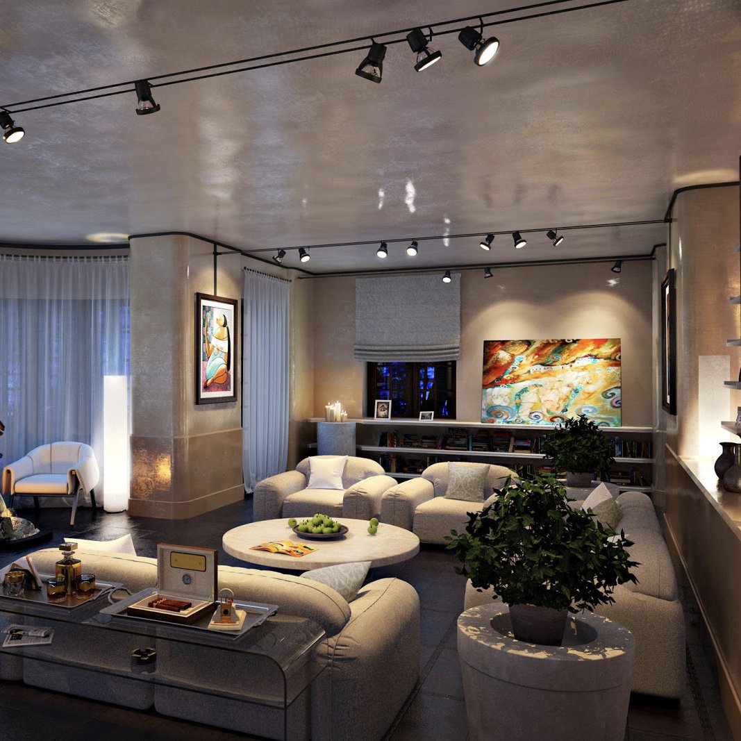 Освещение в гостиной в современном стиле: точечное, без люстры, правила расположения, варианты дизайна интерьера