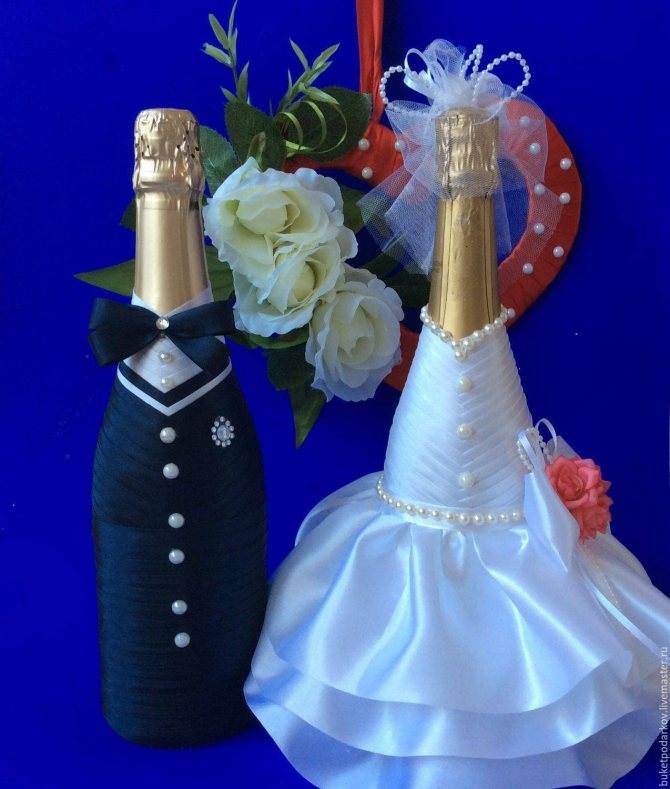 Как украсить шампанское на свадьбу своими руками | sovetguru