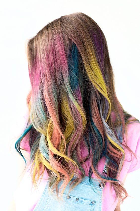 Как можно покрасить волосы: розовые кончики в домашних условиях, окрашивание прядей в яркие цвета, крашеные в синий, цветные гуашью