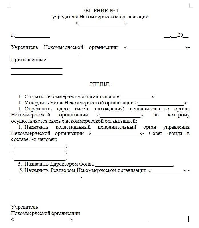 Решение об открытии филиала ооо образец единственного участника