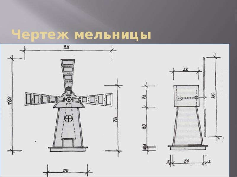 Декоративная мельница для сада своими руками пошагово чертежи