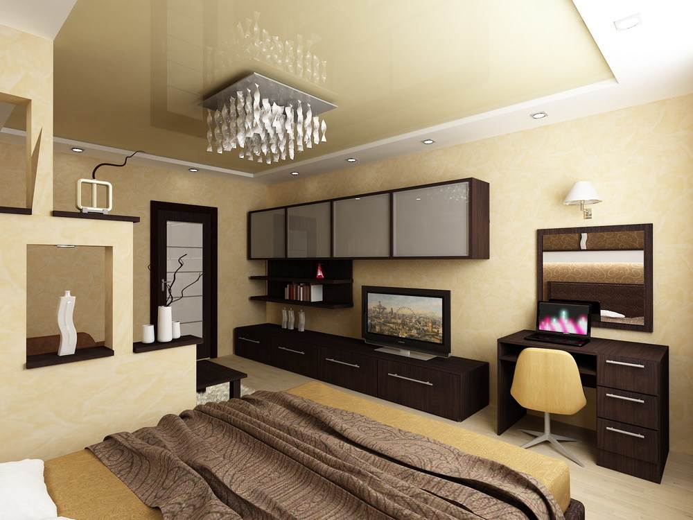 Гостиная и спальня в одной комнате — дизайн интерьеров на фото