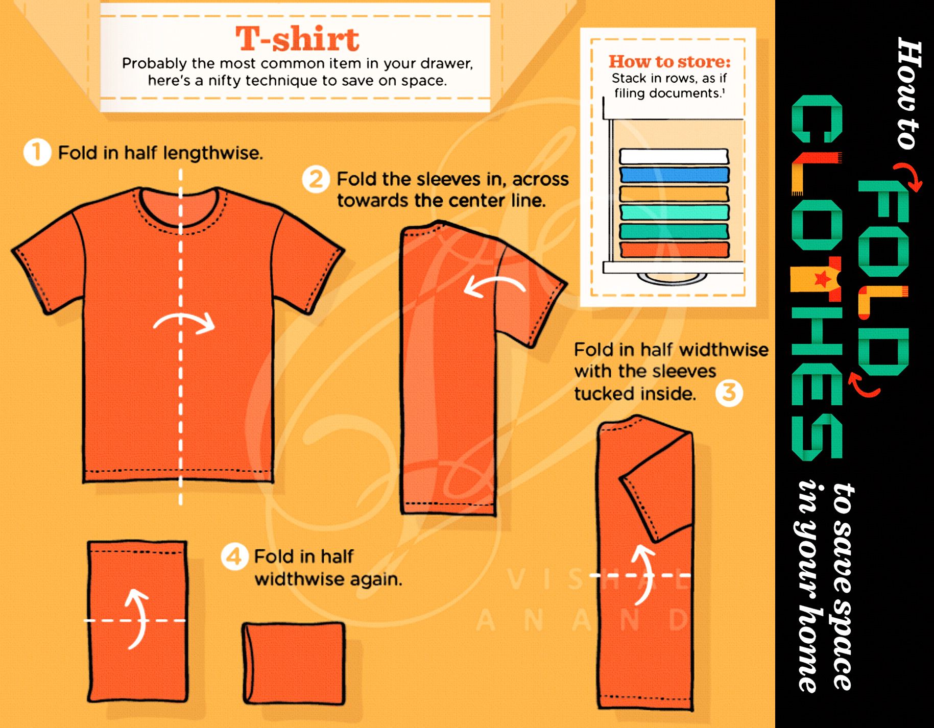 Схема складывания футболки