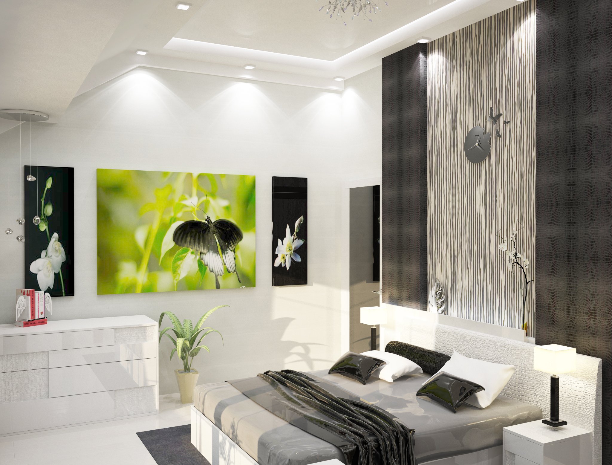 Идеи для красивого дизайна интерьера спальни в стиле хай-тек и как лучше оформить