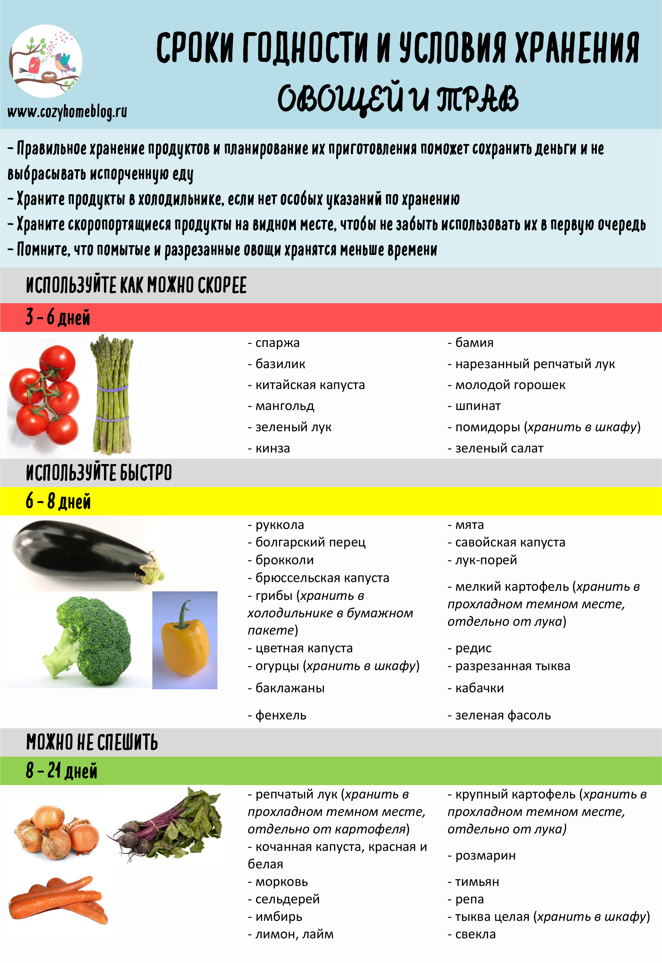 Сроки хранения овощей таблица
